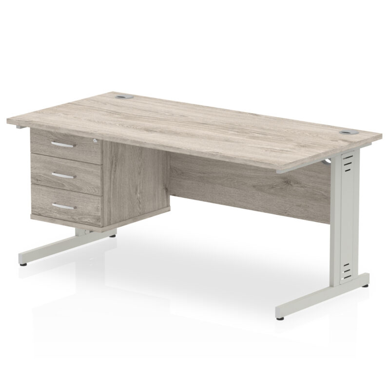 Surge 1600mm Cable Managed Straight Desk With Single Fixed Pedestal - Image 10
