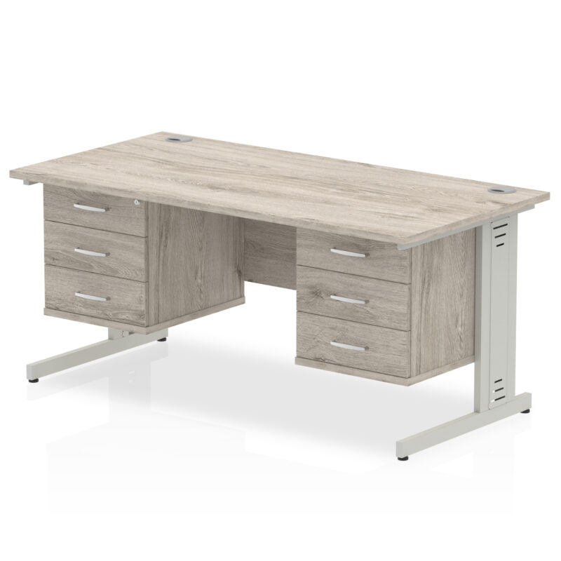 Surge 1600mm Cable Managed Straight Desk With Two Fixed Pedestal - Image 11