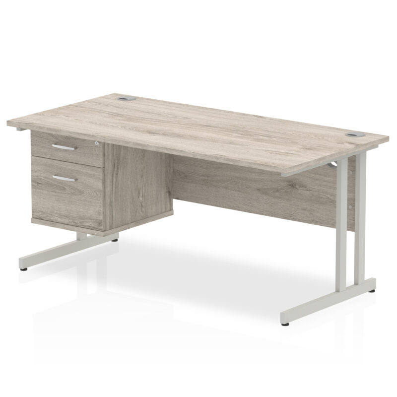 Surge 1600mm Cantilever Straight Desk With Single Fixed Pedestal - Image 27
