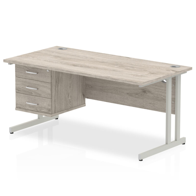 Surge 1600mm Cantilever Straight Desk With Single Fixed Pedestal - Image 28