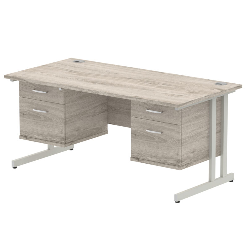 Surge 1600mm Cantilever Straight Desk With Two Fixed Pedestal - Image 28