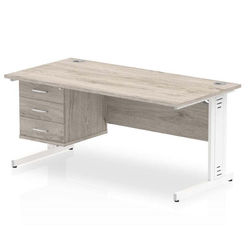 Surge 1600mm Cable Managed Straight Desk With Single Fixed Pedestal - Image 12