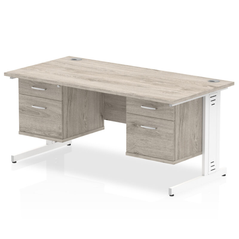 Surge 1600mm Cable Managed Straight Desk With Two Fixed Pedestal - Image 13