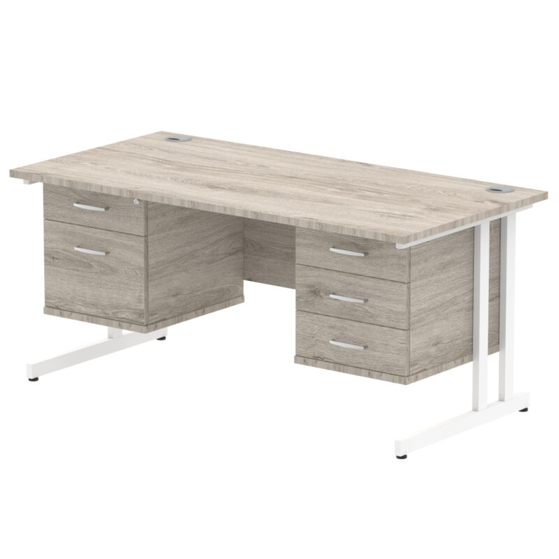 Surge 1600mm Cantilever Straight Desk With Two Fixed Pedestal - Image 4