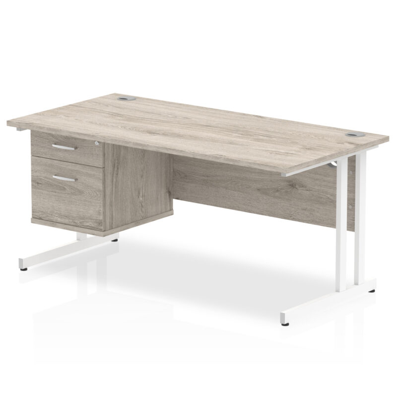 Surge 1600mm Cantilever Straight Desk With Single Fixed Pedestal - Image 5