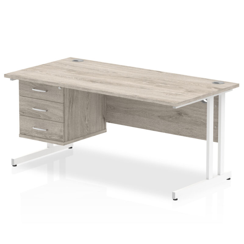 Surge 1600mm Cantilever Straight Desk With Single Fixed Pedestal - Image 6