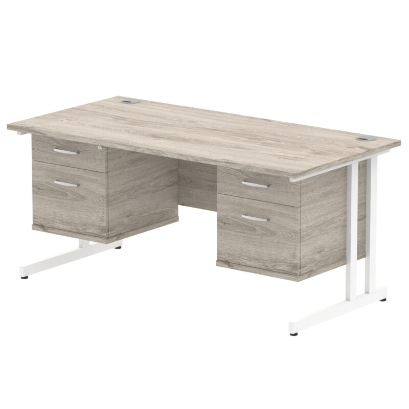 Surge 1600mm Cantilever Straight Desk With Two Fixed Pedestal - Image 5