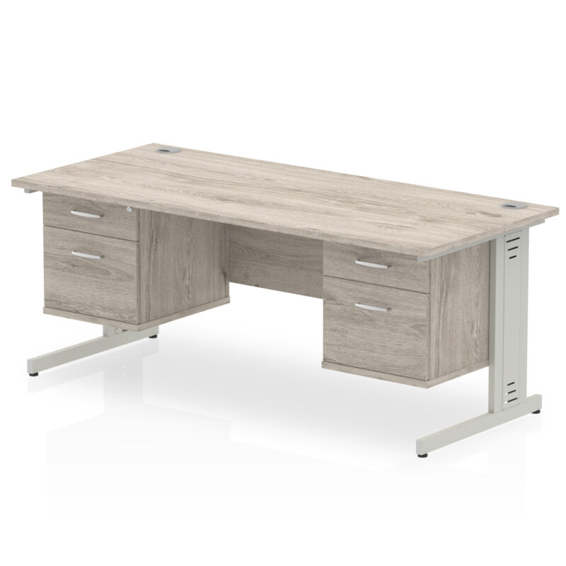 Surge 1800mm Cable Managed Straight Desk With Two Fixed Pedestal - Image 11