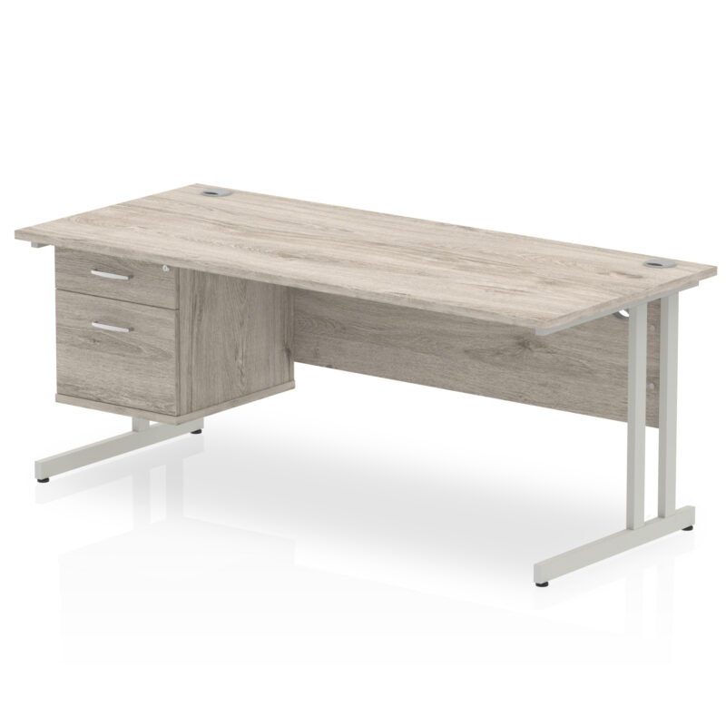 Surge 1800mm Cantilever Straight Desk With Single Fixed Pedestal - Image 27