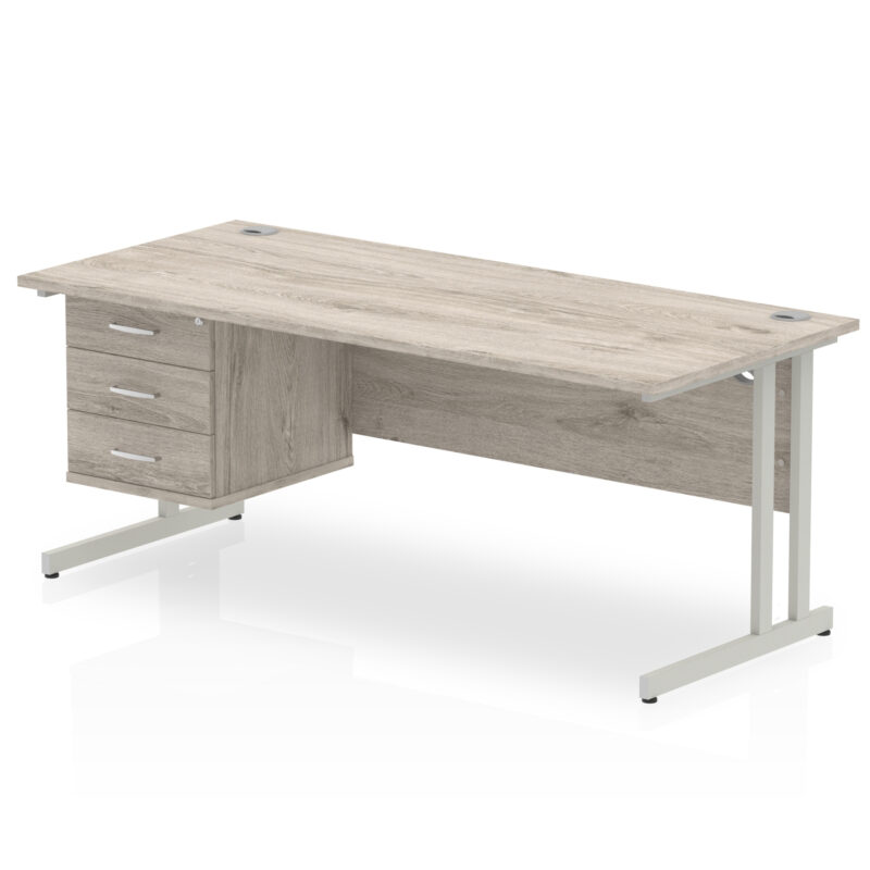 Surge 1800mm Cantilever Straight Desk With Single Fixed Pedestal - Image 28