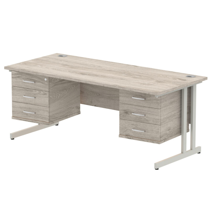 Surge 1800mm Cantilever Straight Desk With Two Fixed Pedestal - Image 30