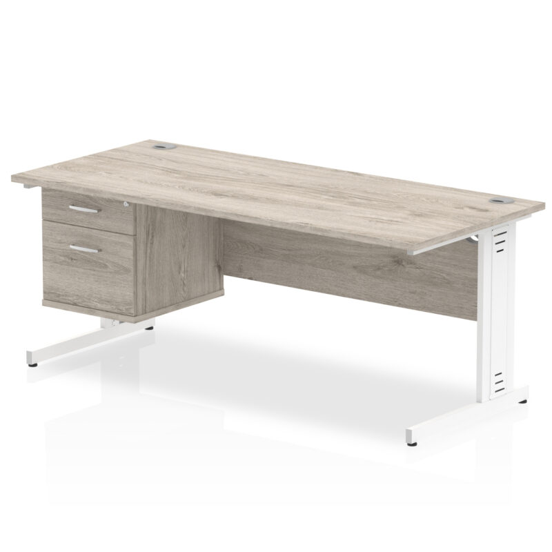 Surge 1800mm Cable Managed Straight Desk With Single Fixed Pedestal - Image 10
