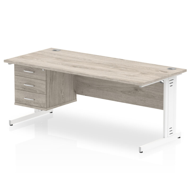 Surge 1800mm Cable Managed Straight Desk With Single Fixed Pedestal - Image 12
