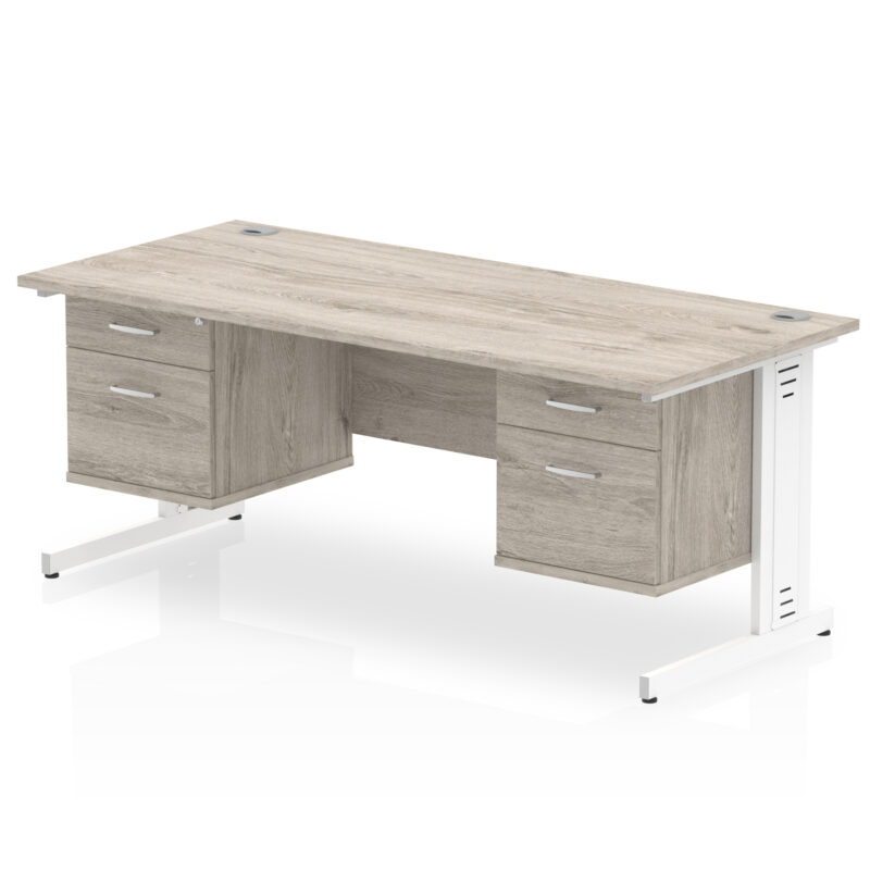 Surge 1800mm Cable Managed Straight Desk With Two Fixed Pedestal - Image 12