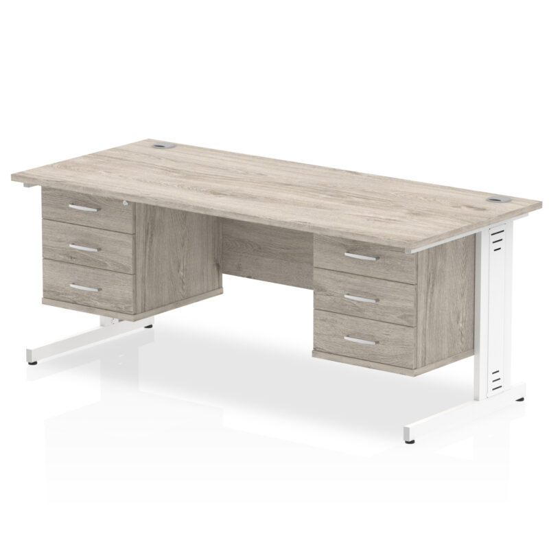 Surge 1800mm Cable Managed Straight Desk With Two Fixed Pedestal - Image 14