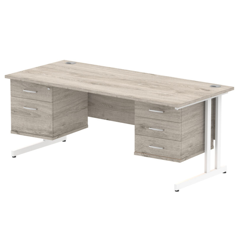 Surge 1800mm Cantilever Straight Desk With Two Fixed Pedestal - Image 5