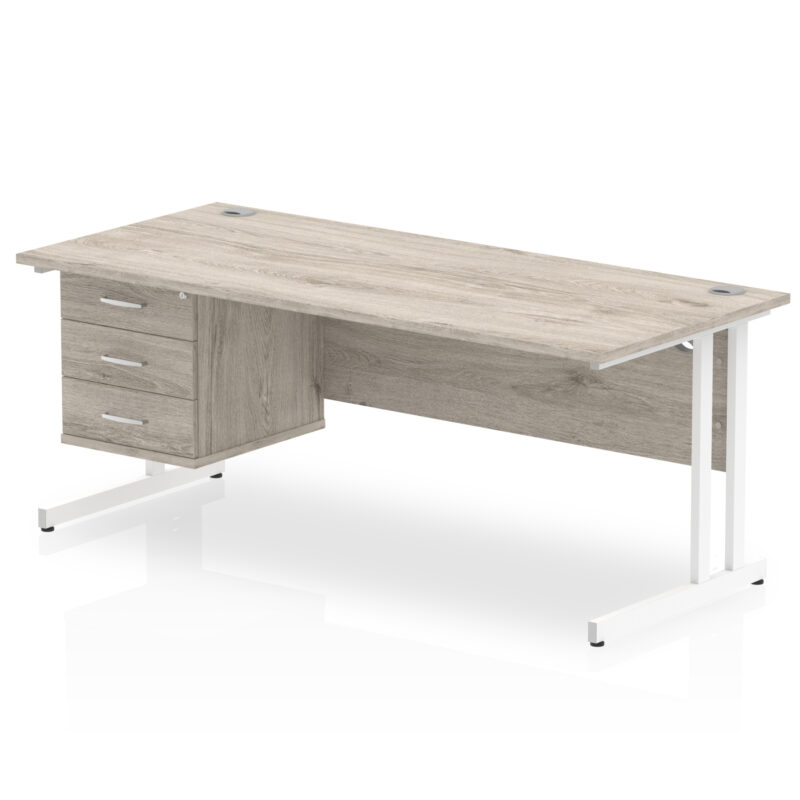 Surge 1800mm Cantilever Straight Desk With Single Fixed Pedestal - Image 6