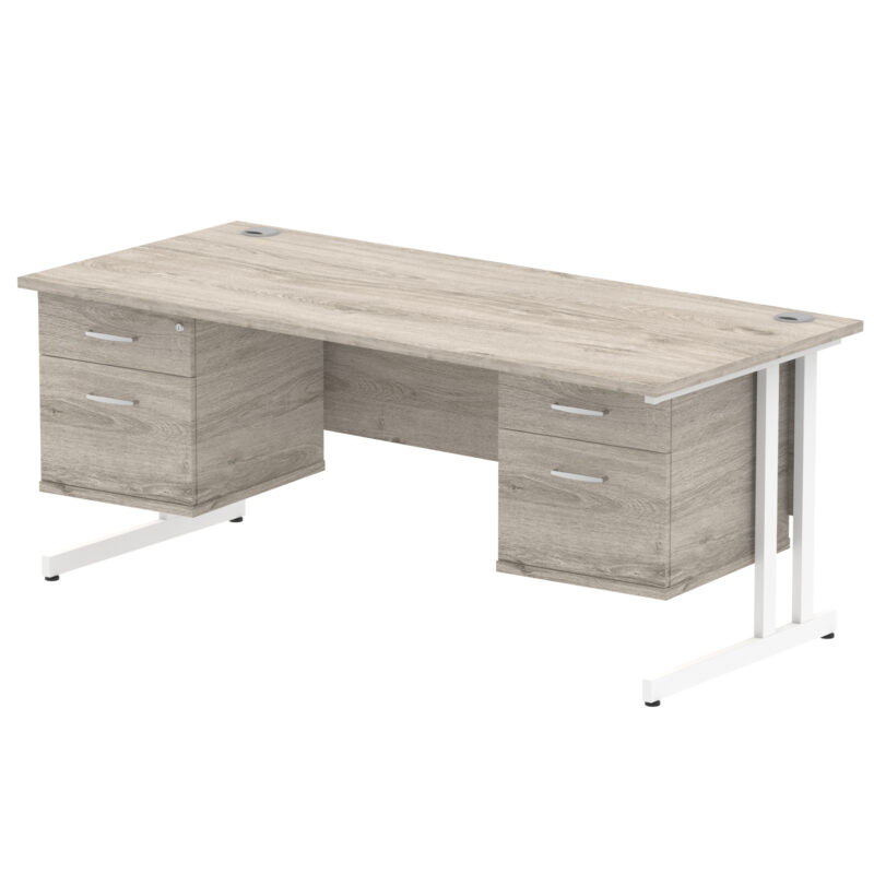 Surge 1800mm Cantilever Straight Desk With Two Fixed Pedestal - Image 6