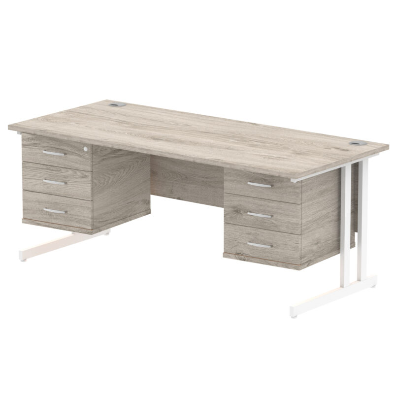 Surge 1800mm Cantilever Straight Desk With Two Fixed Pedestal - Image 7