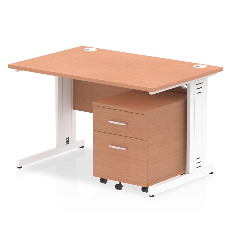 Surge 1200mm Cable Managed Straight Desk With Mobile Pedestal - Image 3