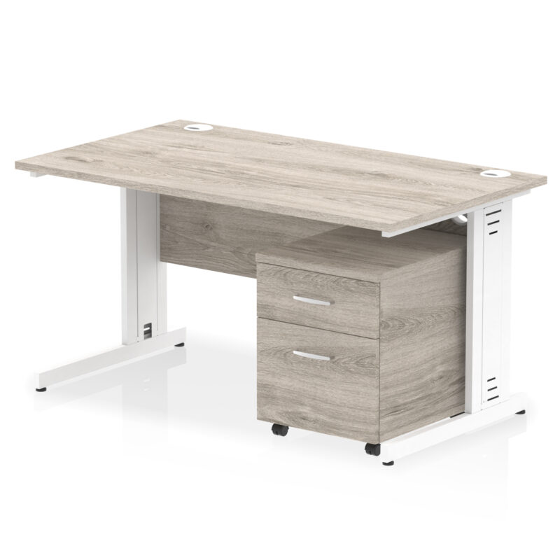 Surge 1400mm Cable Managed Straight Desk With Mobile Pedestal - Image 7