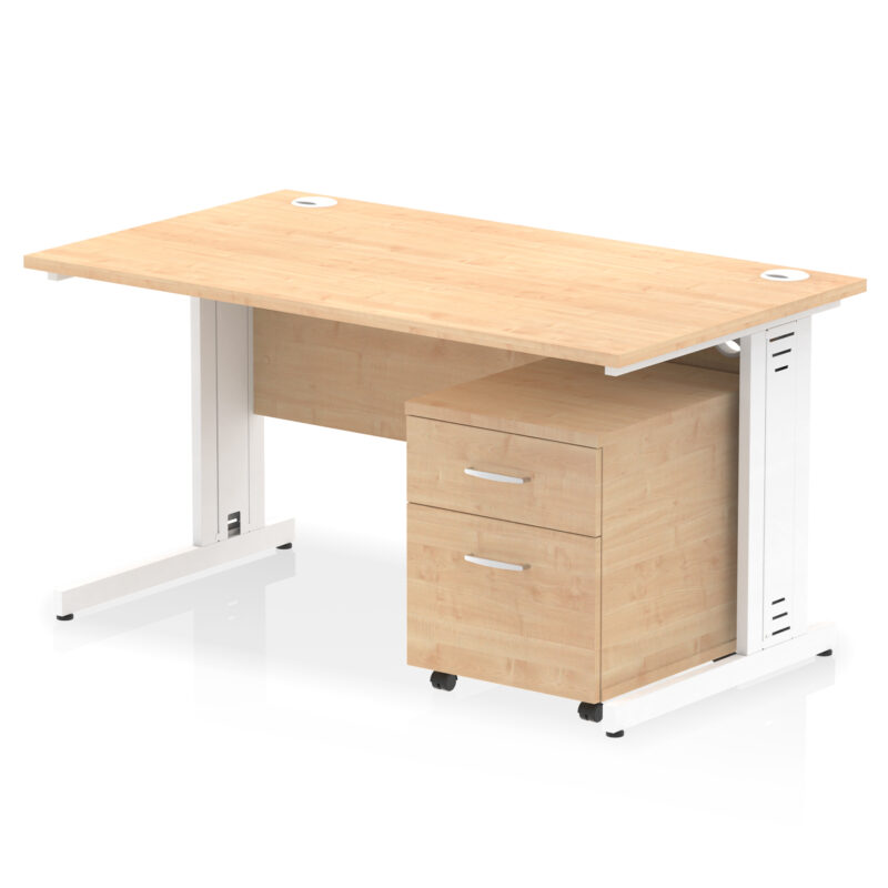 Surge 1400mm Cable Managed Straight Desk With Mobile Pedestal - Image 11