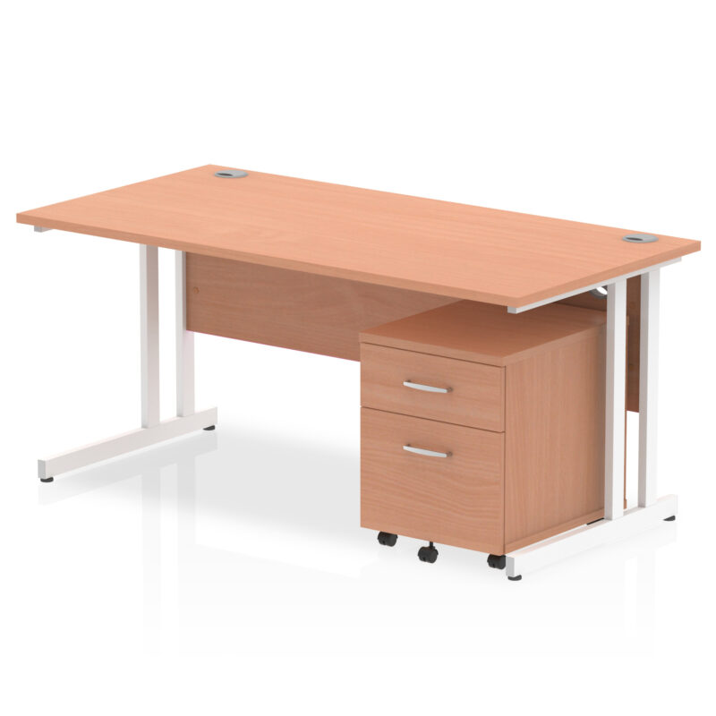 Surge 1600mm Cantilever Straight Desk With Mobile Pedestal - Image 3