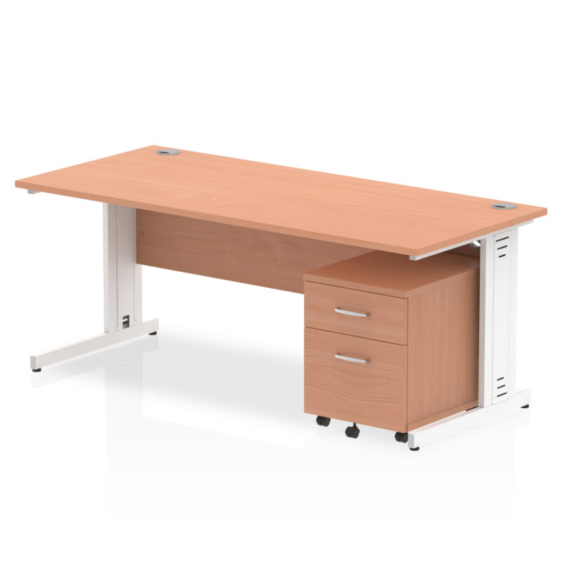 Surge 1800mm Cable Managed Straight Desk With Mobile Pedestal - Image 3