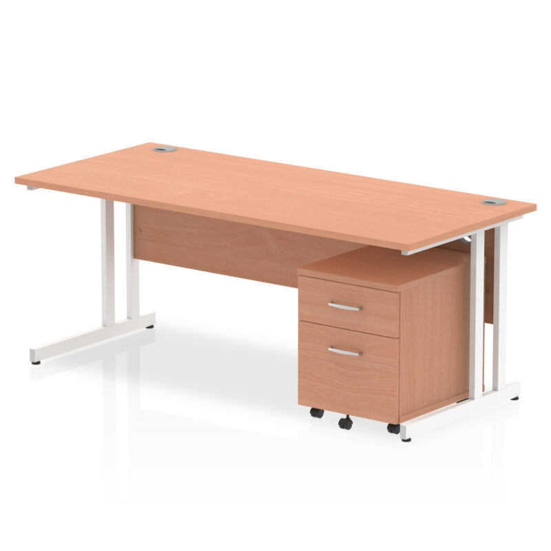 Surge 1800mm Cantilever Straight Desk With Mobile Pedestal - Image 3
