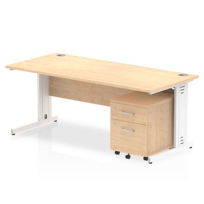 Surge 1800mm Cable Managed Straight Desk With Mobile Pedestal - Image 11
