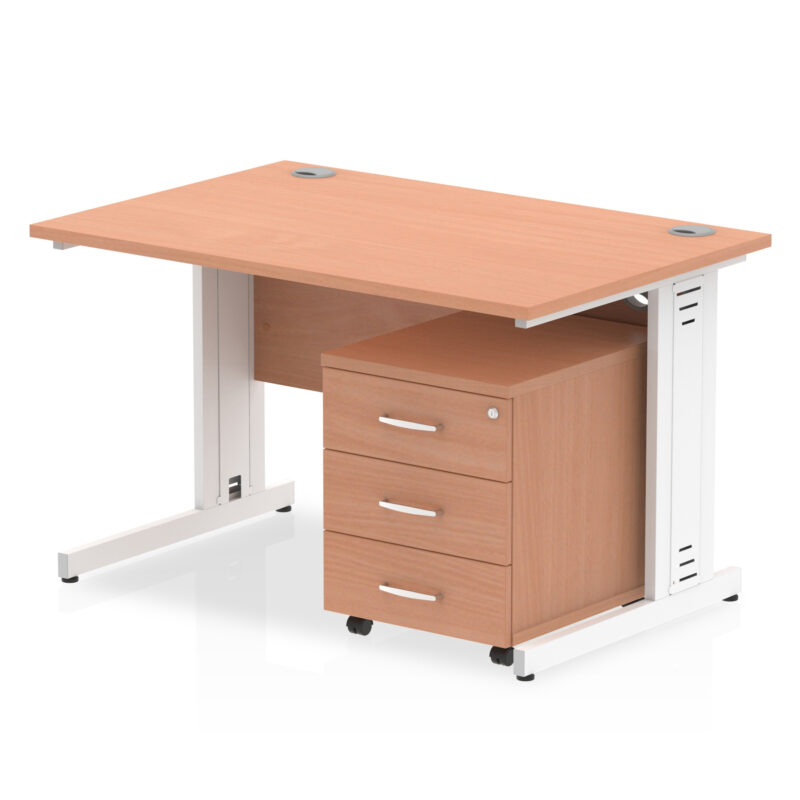 Surge 1200mm Cable Managed Straight Desk With Mobile Pedestal - Image 4