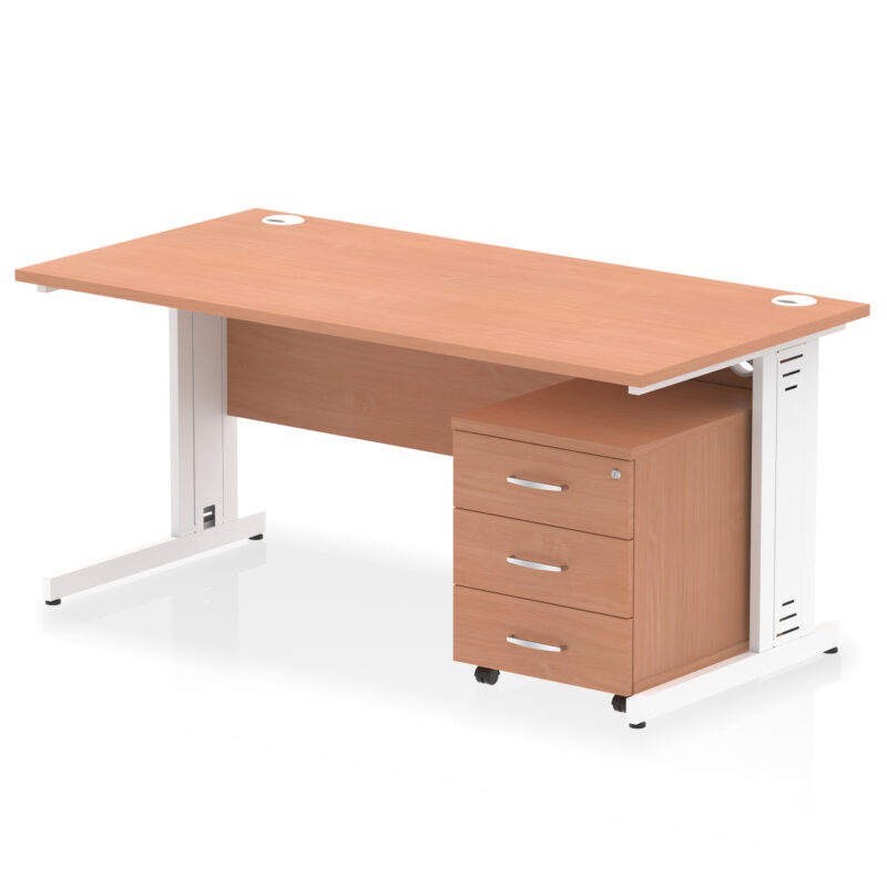 Surge 1600mm Cable Managed Straight Desk With Mobile Pedestal - Image 4