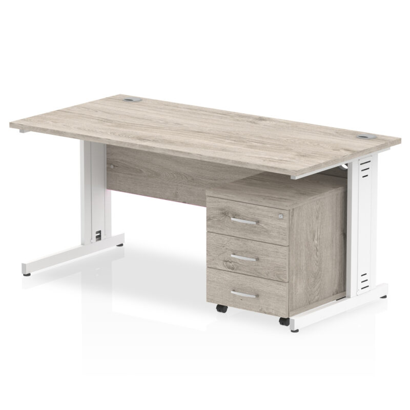 Surge 1600mm Cable Managed Straight Desk With Mobile Pedestal - Image 8