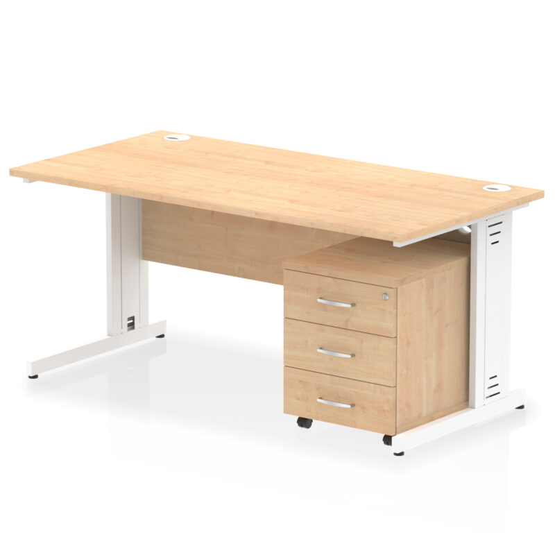 Surge 1600mm Cable Managed Straight Desk With Mobile Pedestal - Image 12