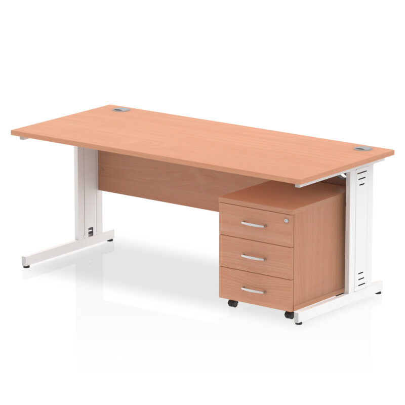 Surge 1800mm Cable Managed Straight Desk With Mobile Pedestal - Image 4