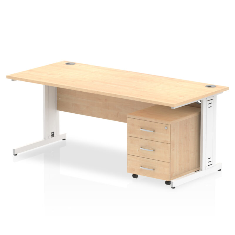 Surge 1800mm Cable Managed Straight Desk With Mobile Pedestal - Image 12