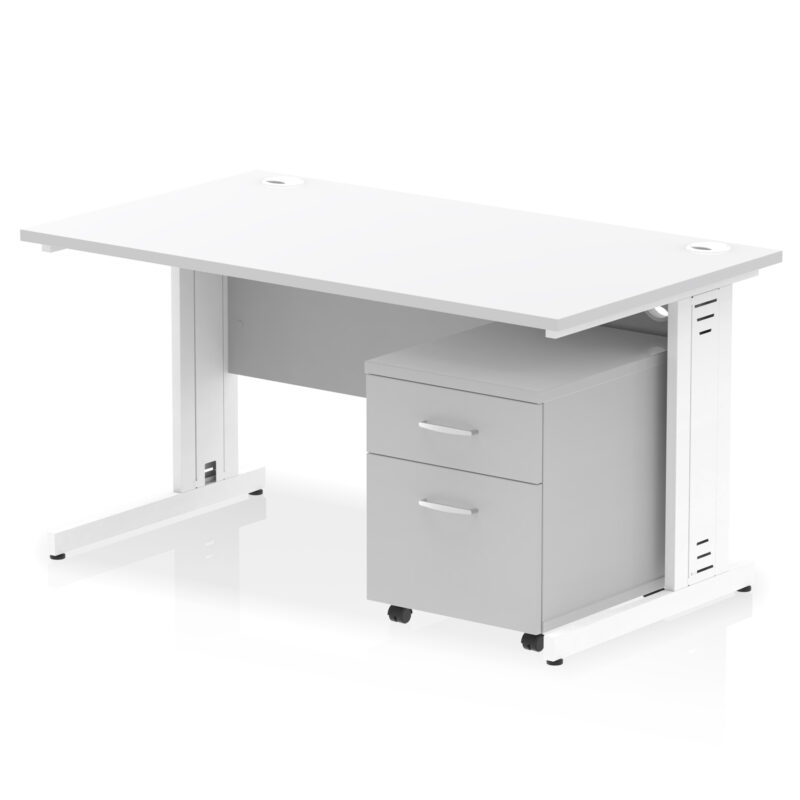 Surge 1400mm Cable Managed Straight Desk With Mobile Pedestal - Image 23