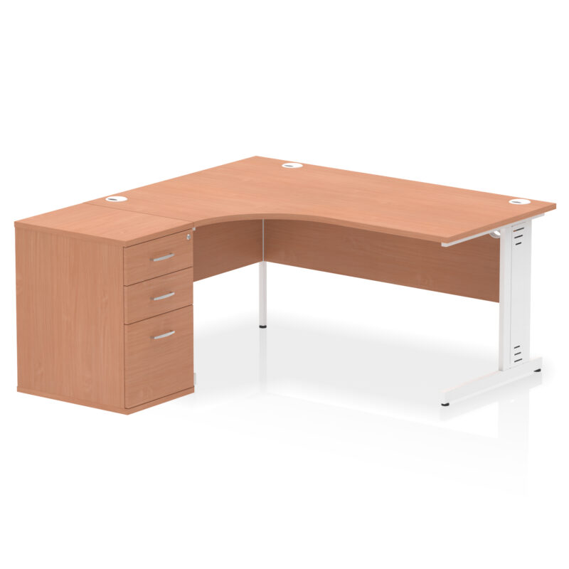 Surge 1600mm Cable Managed Left Crescent Desk Workstation - Image 3