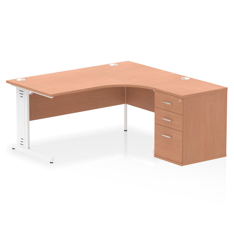 Surge 1600mm Cable Managed Right Crescent Desk Workstation - Image 3