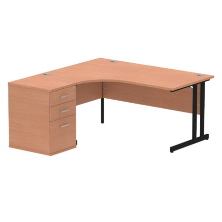 Surge 1600mm Cantilever Left Crescent Desk Workstation