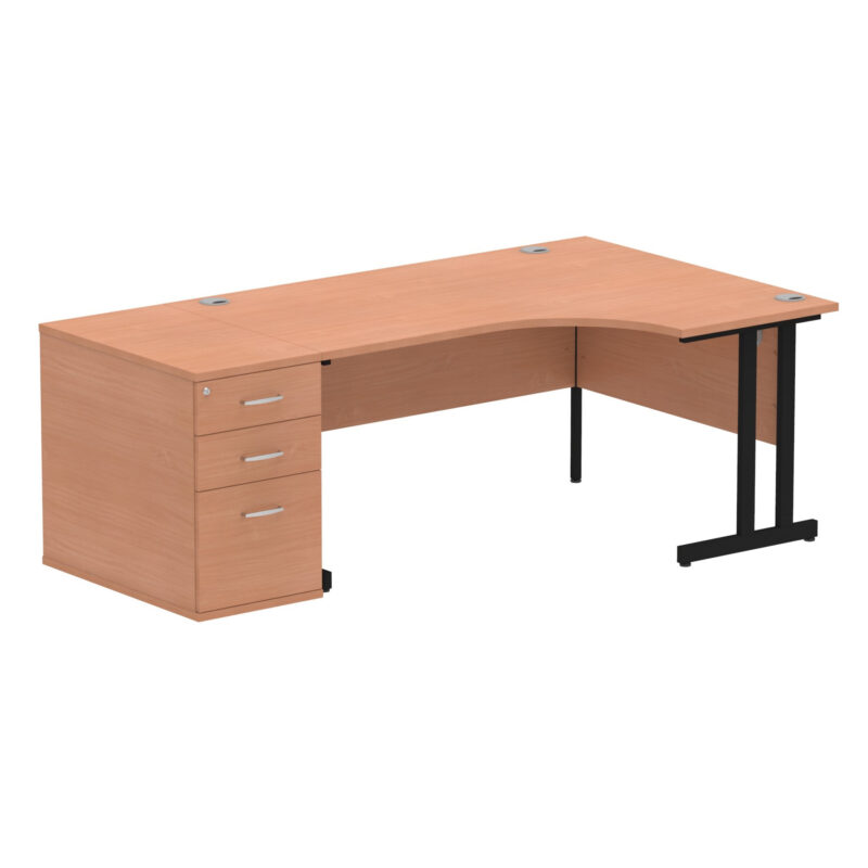 Surge 1600mm Cantilever Right Crescent Desk Workstation - Image 4