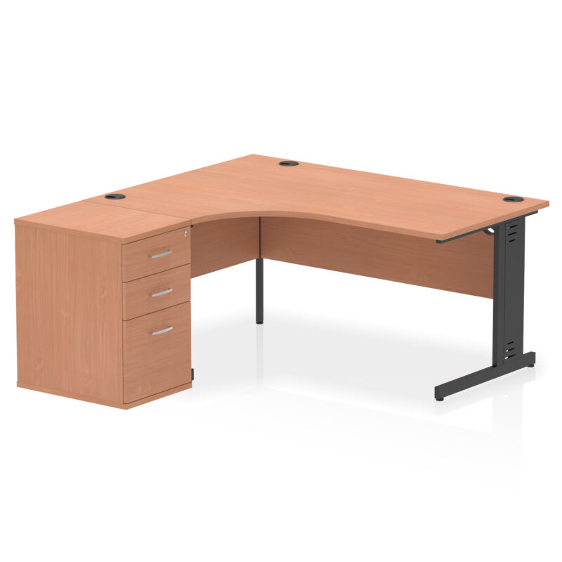 Surge 1600mm Cable Managed Left Crescent Desk Workstation - Image 2