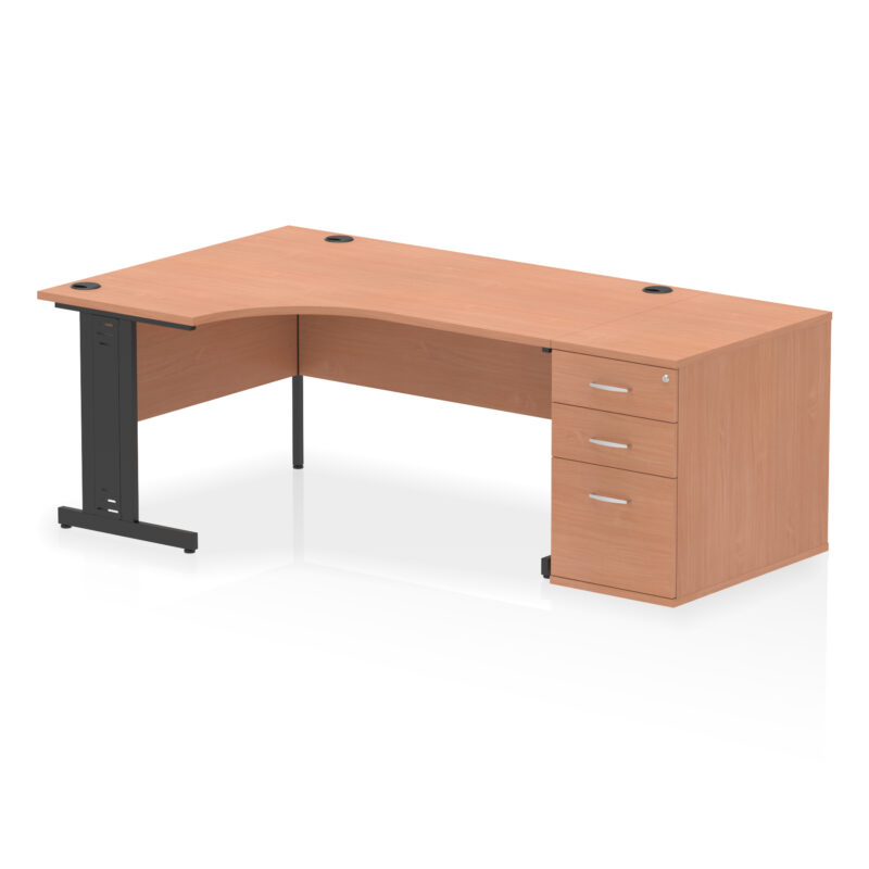 Surge 1600mm Cable Managed Left Crescent Desk Workstation - Image 5