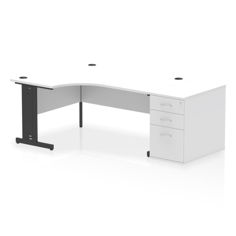 Surge 1600mm Cable Managed Left Crescent Desk Workstation - Image 35