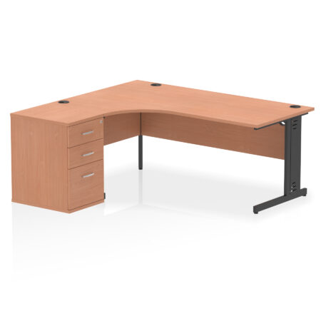 Surge 1800mm Cable Managed Left Crescent Desk Workstation
