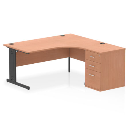 Surge 1600mm Cable Managed Right Crescent Desk Workstation
