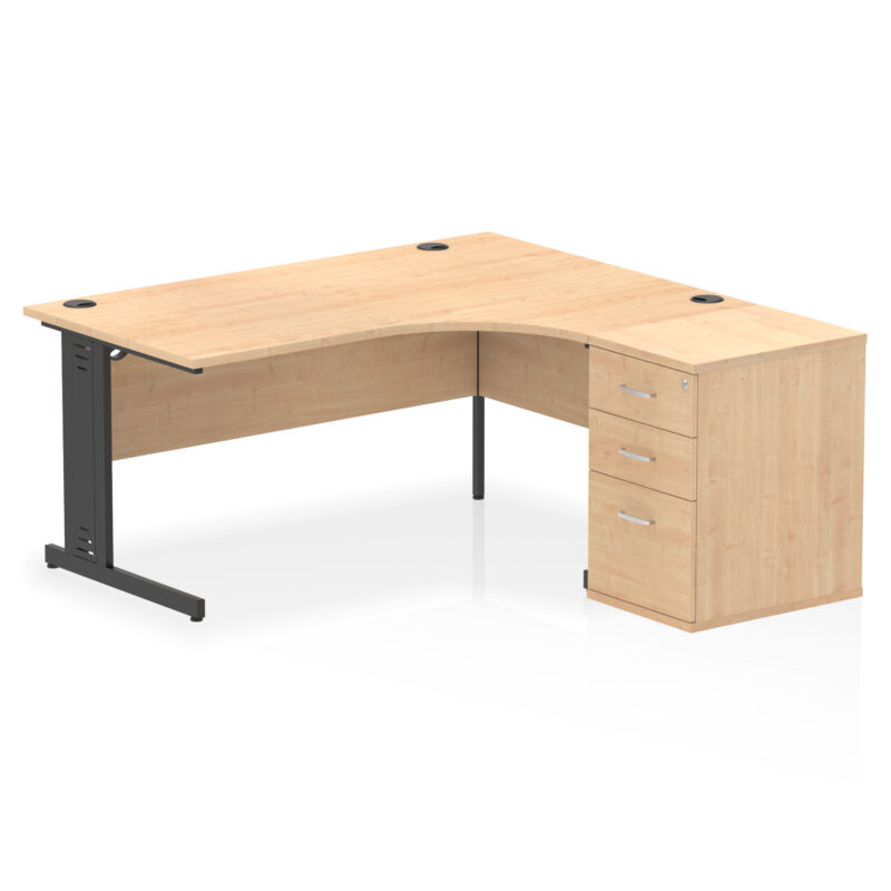 Surge 1600mm Cable Managed Right Crescent Desk Workstation - Image 13