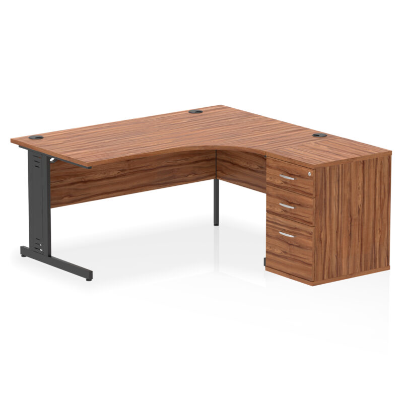 Surge 1600mm Cable Managed Right Crescent Desk Workstation - Image 25