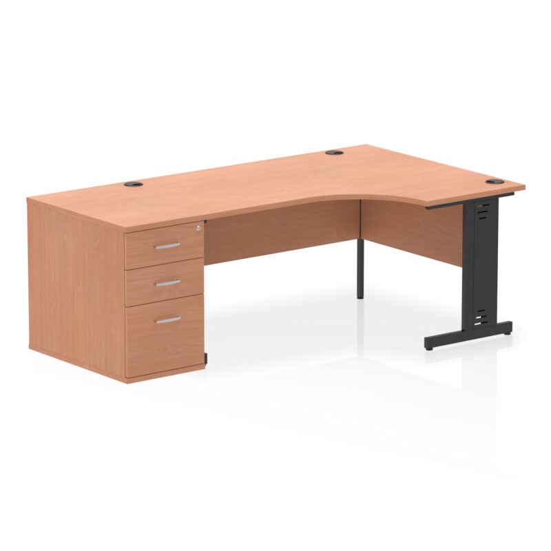 Surge 1600mm Cable Managed Right Crescent Desk Workstation - Image 4