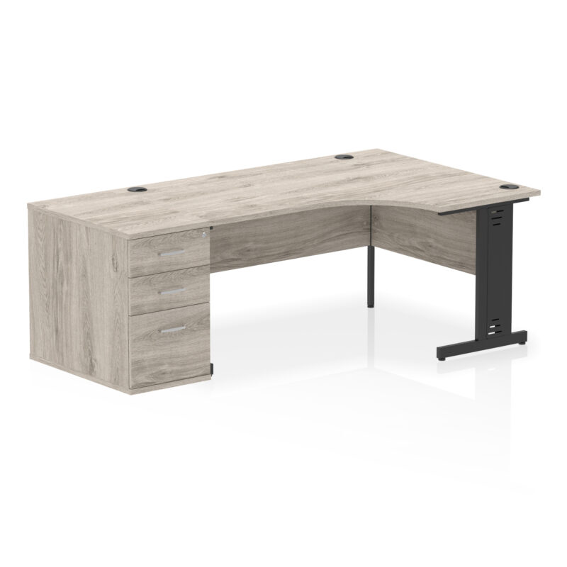 Surge 1600mm Cable Managed Right Crescent Desk Workstation - Image 10